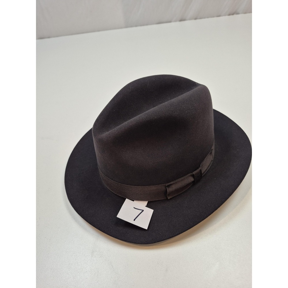Bailey Hat Fedora Fitted Mens 7 Gray Beaver Fur Felt Lined Made USA Tarano